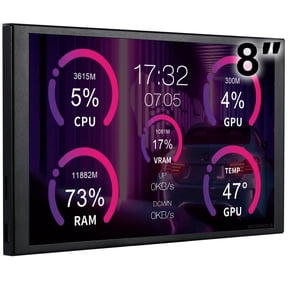 WOWNOVA 8 Inch LCD Screen Inside PC Case Screen (Desktop Mode Added), PC Accessories for Inside PC, PC Temperature Display Computer Temp Monitor, PC Case Accessories for PC Case with Screen