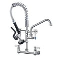 thumbnail image 1 of WOWOW 21 in. Wall Mount Triple Handle Pull Down Sprayer Kitchen Faucet with Pre-Rinse Sprayer with Advanced Spray in Brushed Nickel, 1 of 6
