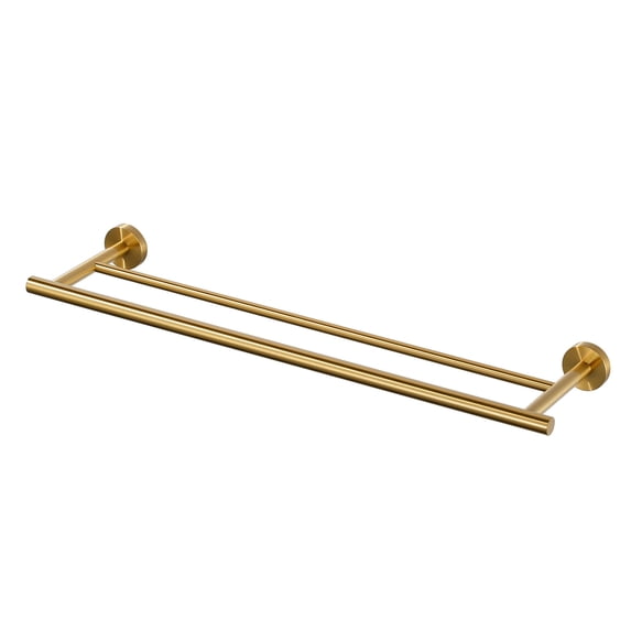 WOWOW 24 in. Stainless Steel Double Towel Bars for Bathroom, Wall Mount Towel Holder in Gold