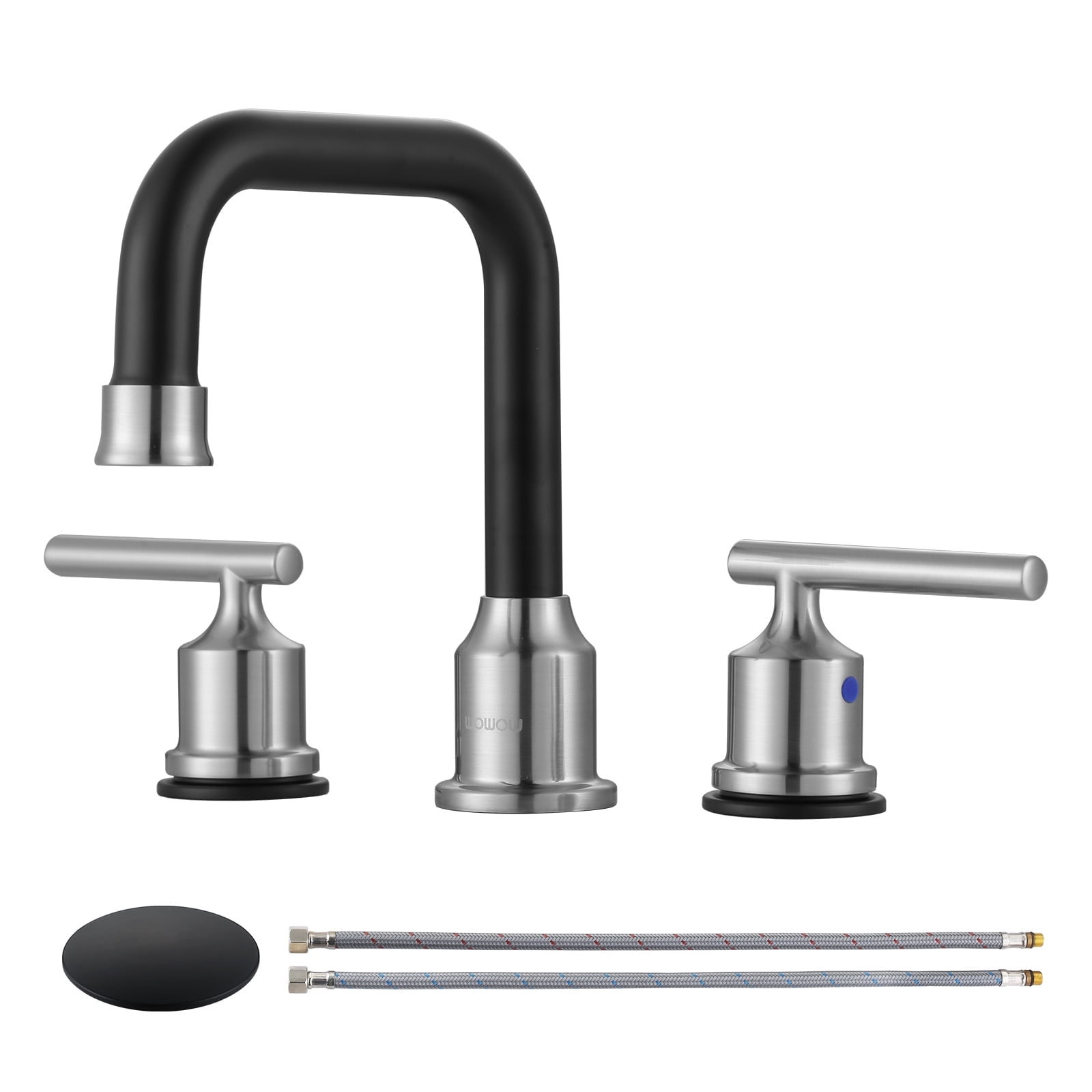 WOWOW 3 Hole Bathroom Faucet Widespread Bathroom Sink Faucet 8 inch