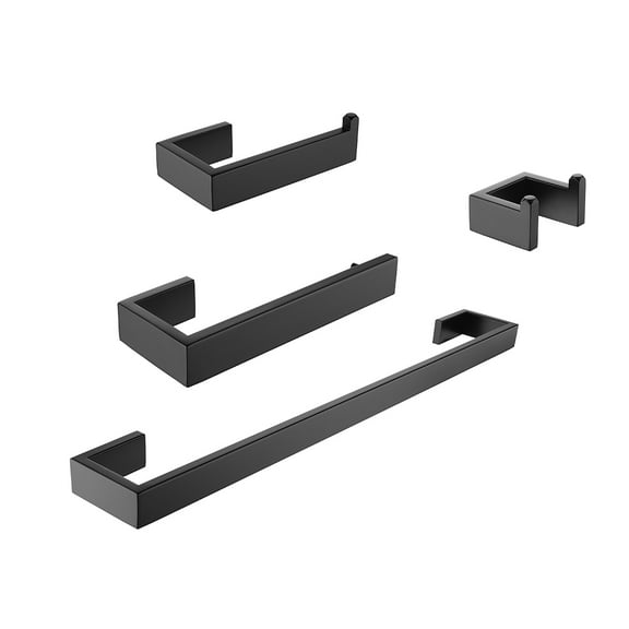 WOWOW 4- Piece Matte Black Bathroom Stainless Steels Hardware Set