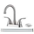 thumbnail image 1 of WOWOW 4 in. Centerset Double Handle High Arc Bathroom Faucet with Drain Kit Included in Brushed Nickel, 1 of 8