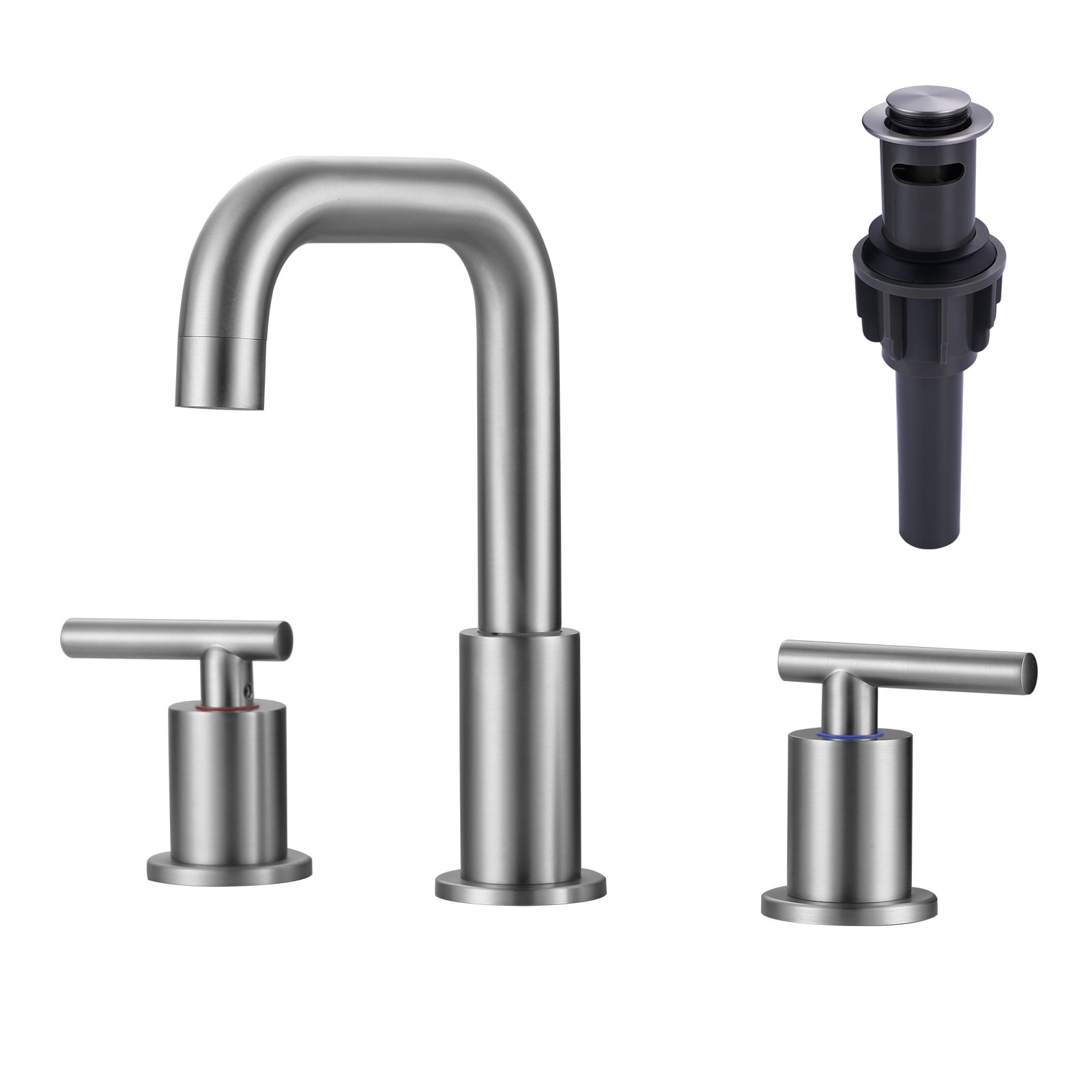 FORIOUS Single Handle Bathroom Faucet - Brushed Nickel, With Pop-Up Drain, Lead-Free, CUPC Certified