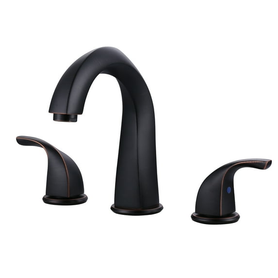 WOWOW 8 in. Widespread Double Handle Bathroom Faucet for 4-Holes with Pop-up Drain Assembly and Supply Lines in Oil Rubbed Bronze