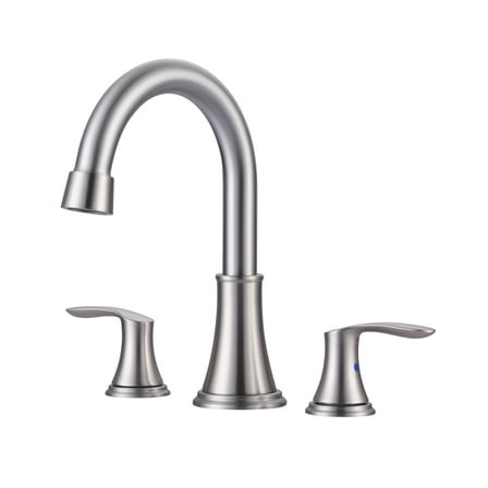 WOWOW 8 in. Widespread Double Handle Bathroom Faucet with Drain Kit Included in Brushed Nickel