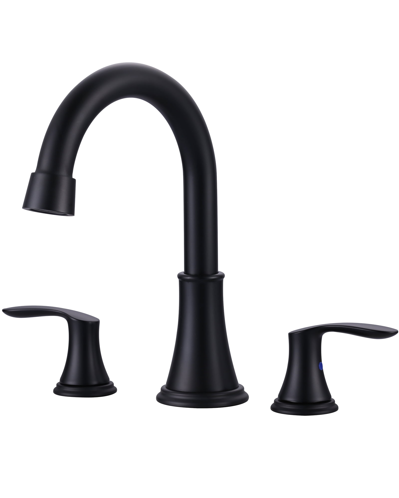 Matte Black Widespread Double Handle Bathroom Faucet with Pop Up Drain