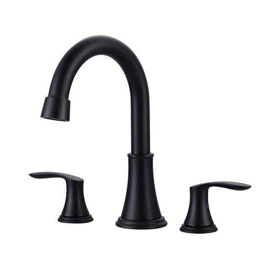 WOWOW 8 in. Widespread Double Handle Bathroom Faucet with Drain Kit Included in Matte Black