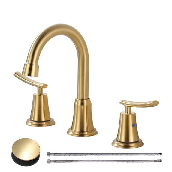 WOWOW 8 in. Widespread Double Handle Bathroom Faucet in Gold