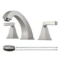 thumbnail image 1 of WOWOW 8 in. Widespread Double Handle High Arc Bathroom Faucet with Drain Kit included in Brushed Nickel, 1 of 7