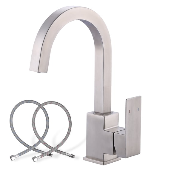 WOWOW Bar Sink Faucet, Bar Sink Faucet Single Hole, Stainless Steel Kitchen Bar Faucet with Single Handle for Kitchen Bathroom RV Restroom Sink, Brushed Nickel