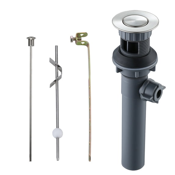 WOWOW Bathroom Drain with Lift Rod Brushed Nickel Basin Drain with Overflow