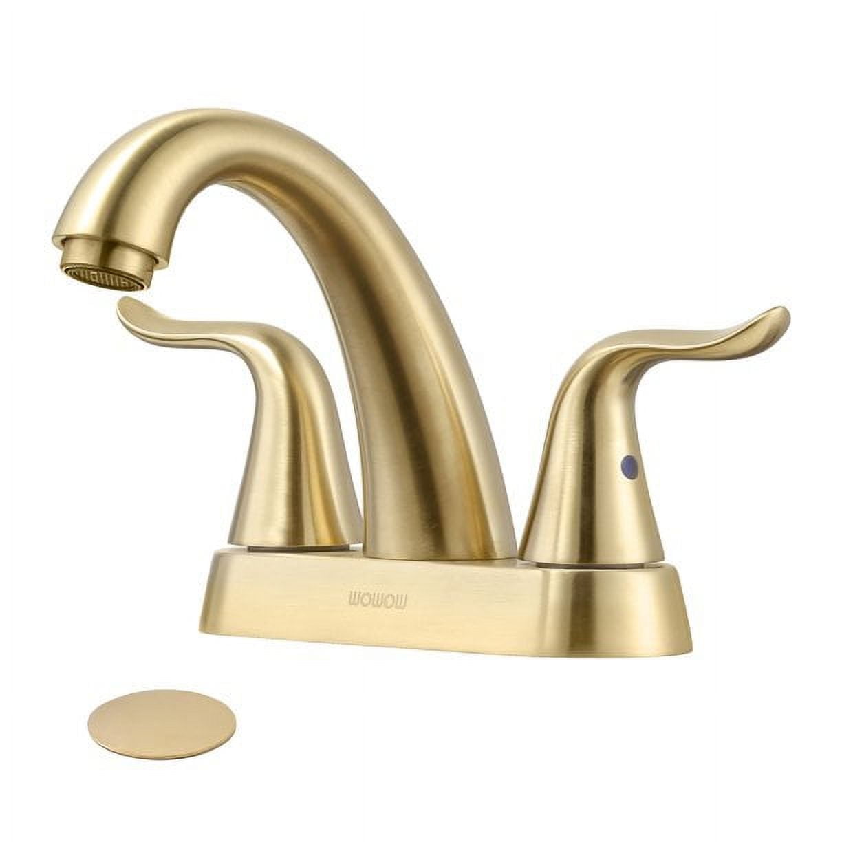 WOWOW Bathroom Faucet Brushed Gold 4 Inch Basin Faucet Centerset Vanity Faucet