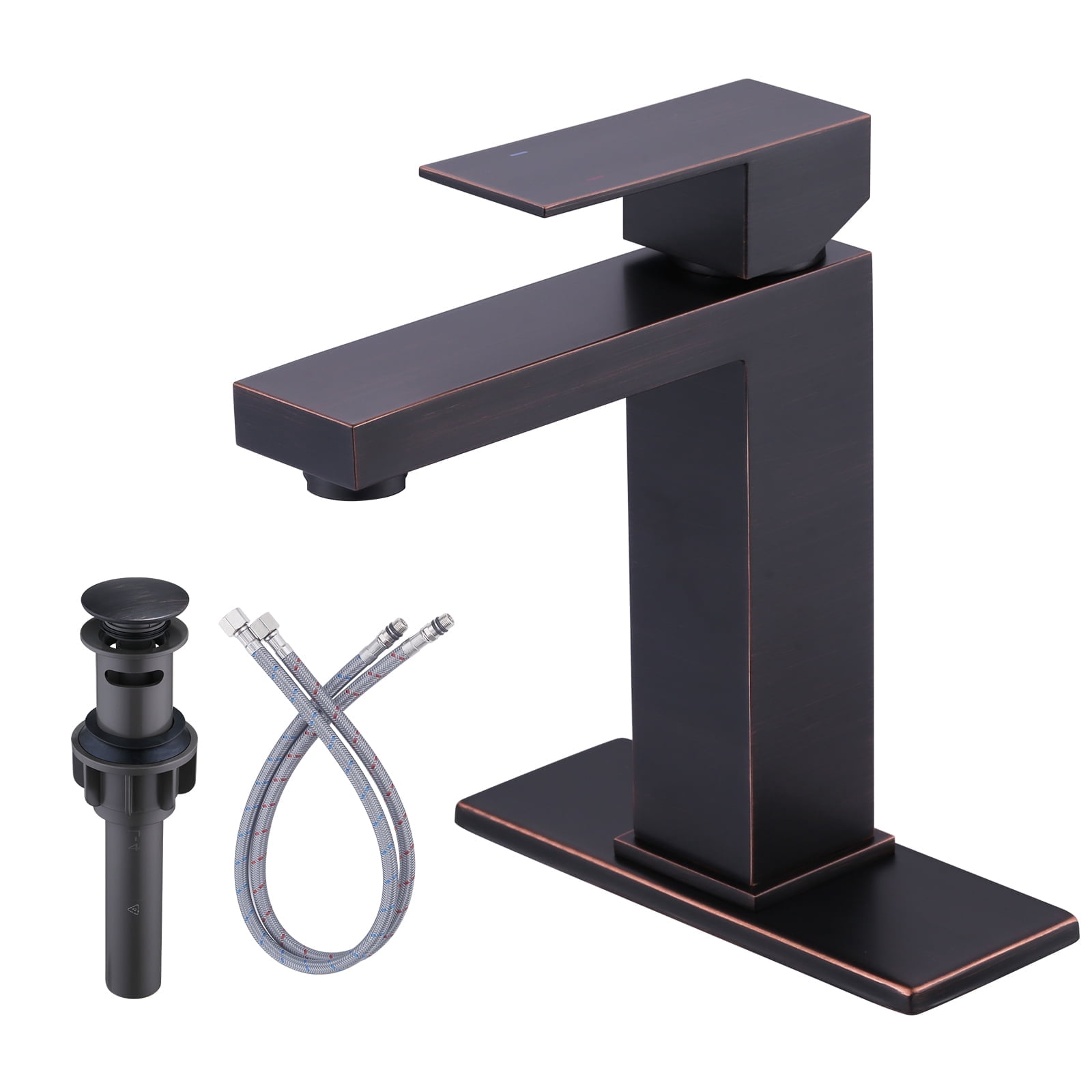 Wowow  Bathroom Faucets for Sink 3 Hole 1 Hole Oil Rubbed Bronze Bathroom Faucet Single Handle Lavatory Vanity Faucet with Deck Plate and Pop up Drain