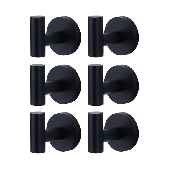 WOWOW Bathroom Hardware Hook Matte Black Set Of 6