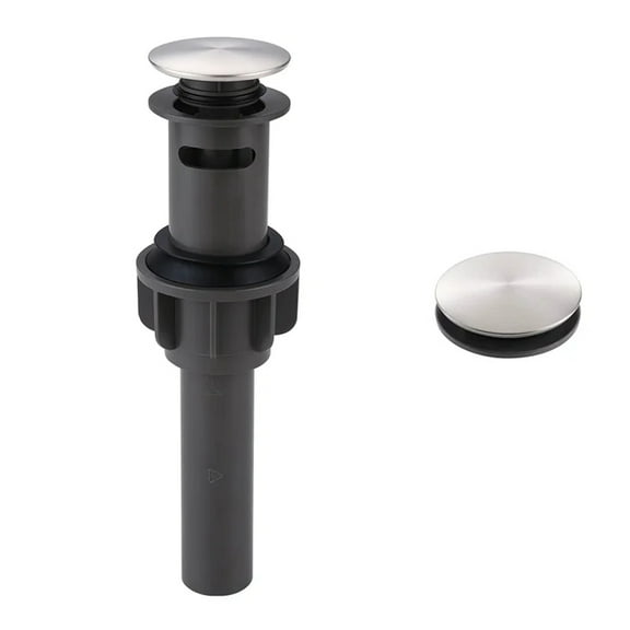 WOWOW Bathroom Sink Drain with Lift Rod, Brushed Nickel Sink Drain with overflow