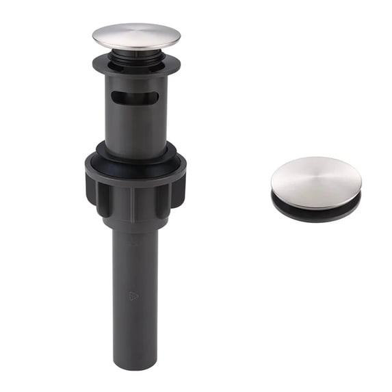 WOWOW Bathroom Sink Drain with Lift Rod, Brushed Nickel Sink Drain with overflow