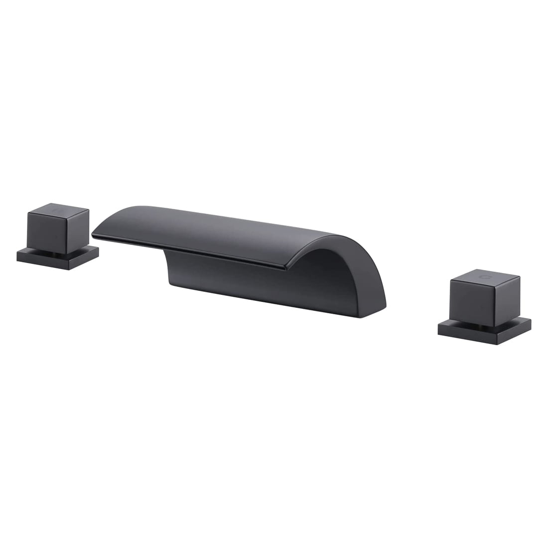 WOWOW Bathtub Faucet with Waterfall Spout, Deck Mount Bathroom Tub Faucet Set, 3 Hole High Flow Tub Filler, Matte Black