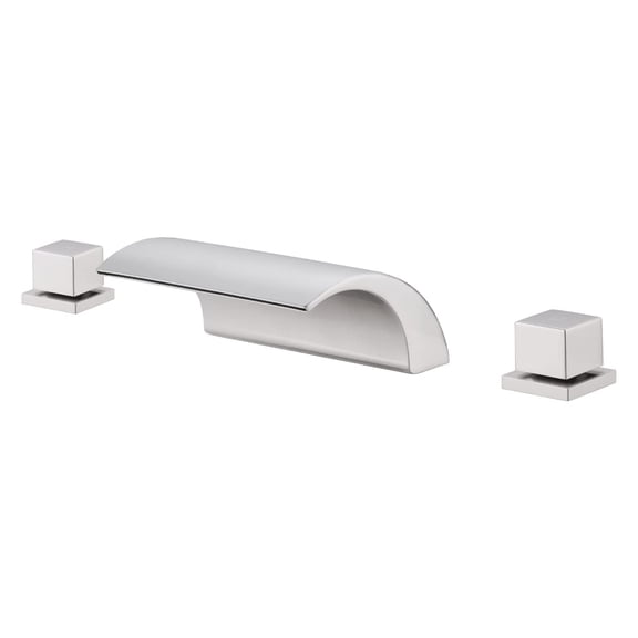 WOWOW Bathtub Faucet with Waterfall Spout, Deck Mount Bathroom Tub Faucet Set, 3 Hole High Flow Tub Filler, Matte Black