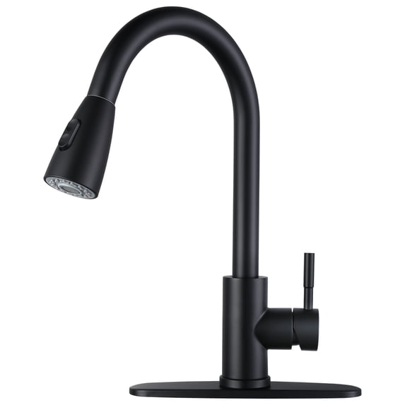 WOWOW Black Kitchen Faucet, Pull Down Sprayer Sink Faucet