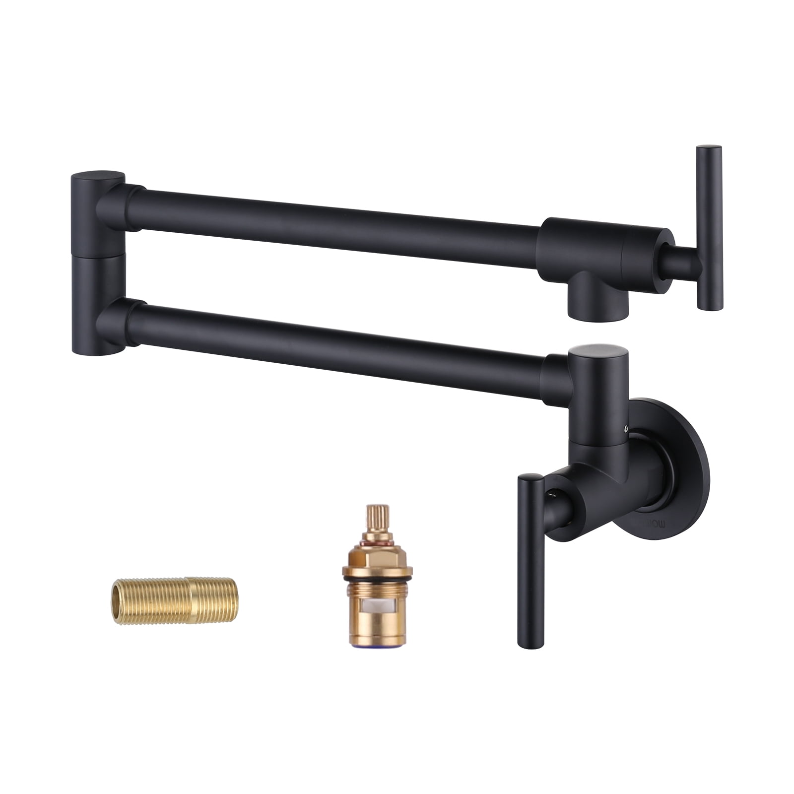 Matte Black Wall Mount Double Handle Pot Filler Faucet