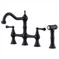 thumbnail image 1 of WOWOW Black Kitchen Faucet with Side Sprayer, 4 Hole Brass Kitchen Faucets for Sink, 1 of 7