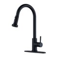 thumbnail image 1 of WOWOW Black kitchen faucet, stainless steel kitchen sink faucet, high arc kitchen faucet with pull-down spray, single handle faucet suitable for kitchen sink, 1 of 5