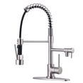 thumbnail image 1 of Brass Kitchen Faucet with Pull Down Sprayer, WOWOW High Arc Commercial Spring Kitchen Faucet for Sinks 1 or 3 Hole, Single Handle Brushed Nickel Kitchen Sink Faucet with Deck Plate, 1 of 6