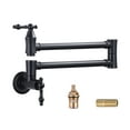 thumbnail image 1 of WOWOW Brass Wall Mounted Pot Filler Faucet with Double Joint Swing Arms, Commercial Kitchen Pot Faucet in Brushed Black, 1 of 7