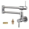 thumbnail image 1 of WOWOW Brass Wall Mounted Pot Filler Faucet with Double Joint Swing Arms, Commercial Kitchen Pot Faucet in Brushed Nickel, 1 of 6