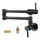WOWOW Brass Wall Mounted Pot Filler Faucet with Double Joint Swing Arms, Commercial Kitchen Pot Faucet in Oil Rubbed Bronze
