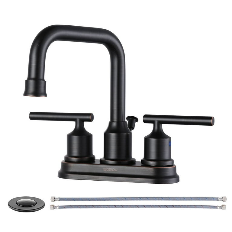 WOWOW Centerset Inch Handle High Arc Bathroom Sink Faucet, Oil