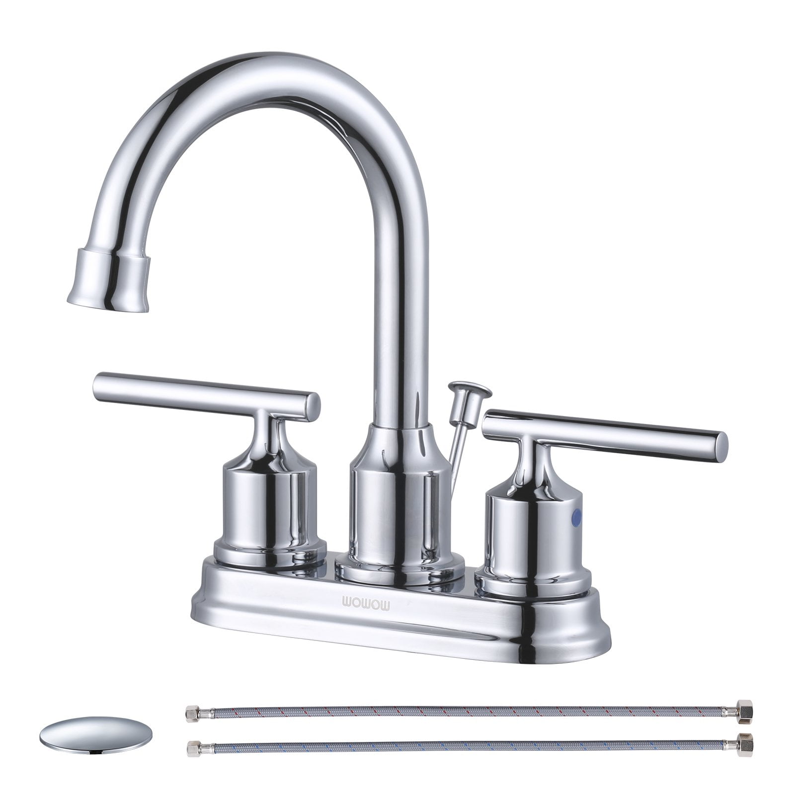 Polished Chrome Double Handle High Arc Bathroom Faucet