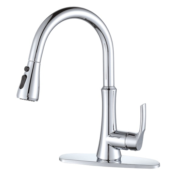 WOWOW Chrome Kitchen Faucets with Pull Down Sprayer, Stainless Steel Kitchen Sink Faucet