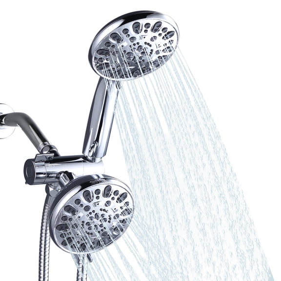 WOWOW Chrome Multi Function Shower Head, 48 Functions High-Pressure Shower Head with Handheld