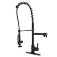 thumbnail image 1 of WOWOW Commercial Kitchen Faucet with Pre-Rinse Sprayer, 28-Inch Height Solid Brass Kitchen Sink Faucet 1 or 3 Hole Deck Mount, Matte Black Spring Kitchen Faucet with Dual Swing Spout, 1 of 8