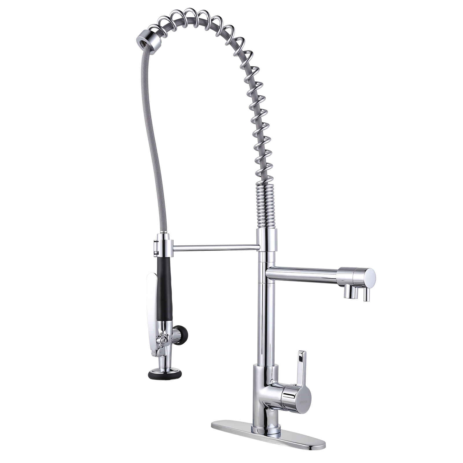 Chrome Commercial Single-Handle Pull Down Sprayer Kitchen Faucet