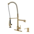 thumbnail image 1 of WOWOW Commercial Single-Handle High-Arc Pull Down Sprayer Kitchen Faucet with Soap Dispenser for Restaurant in Gold, 1 of 1