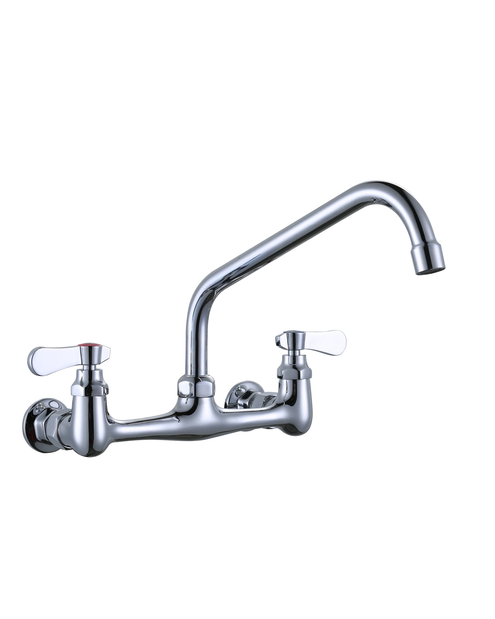 Polished Chrome Dual Handle Wall-Mount Kitchen Faucet