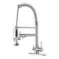 thumbnail image 1 of WOWOW Double-Handles Pull Down Sprayer Kitchen Faucet with Drinking Water for 1 or 3 Hole in Solid Brass in Brushed Nickel, 1 of 5