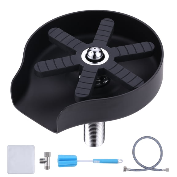 WOWOW Glass Rinser for Kitchen Sink, Metal Glass Rinser, Stainless Steel Black Bar Glass Rinser