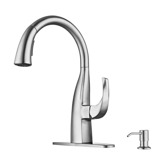 WOWOW Kitchen Faucets with Sprayer:Pull Down Kitchen Faucet with Dual Function Sprayer,Single Handle, Leak Free 361 Degree Rotatory Elegant Gooseneck Kitchen Faucet with Soap