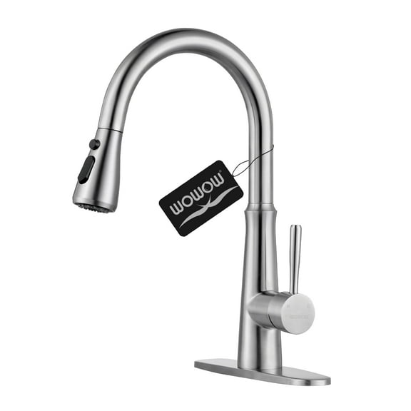WOWOW Kitchen Faucets with Pull Down Sprayer, Stainless Steel Kitchen Sink Faucet