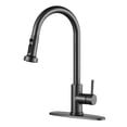 thumbnail image 1 of WOWOW Kitchen sink faucet, Brushed gray kitchen faucet with pull-down spray, 360 degree rotating sprinkler, three spraying modes, pull-down faucet, stainless steel, single handle, high arc, 1 of 7