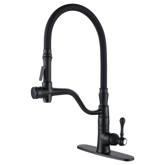Wowow Matte Black Kitchen Faucets with Pull Down Sprayer, Solid Brass Kitchen Sink Faucet Gold