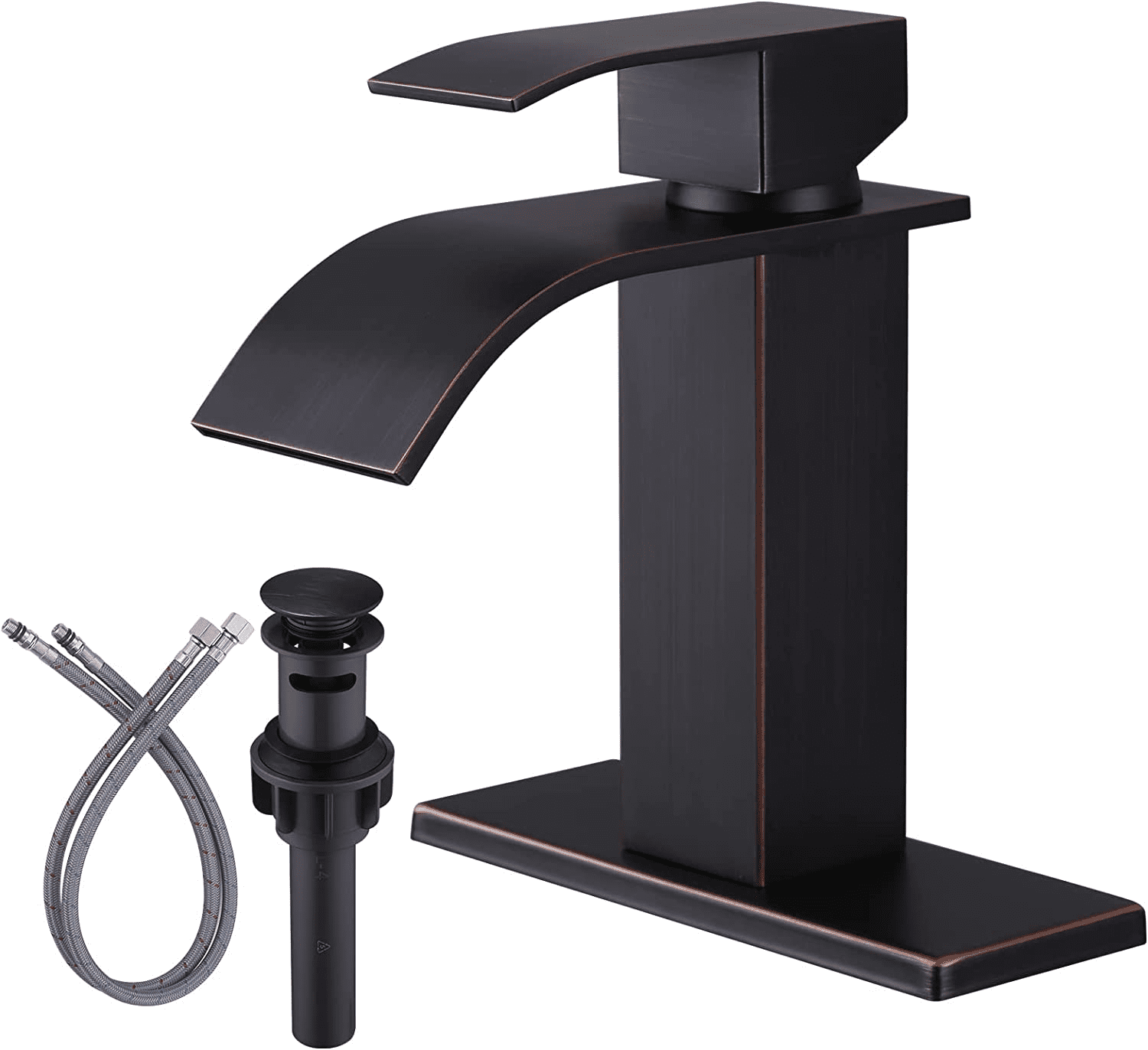 WOWOW Oil Rubbed Bronze Bathroom Faucet Waterfall Spout Faucet for ...