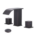 thumbnail image 1 of WOWOW Oil Rubbed Bronze Waterfall Bathroom Faucet - 8 inch Widespread Bathroom Faucets for Sinks 3 Hole, 2 Handles Bathroom Sink Faucet with Pop up Drain and cUPC Supply Lines, 1 of 7