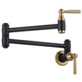 thumbnail image 1 of WOWOW Pot Filler Faucet Black and Gold,Modern Pot Filler Wall Mount Kitchen Folding Faucet 2 Handle with Double Joint Swing Arms Brass Stove Faucet, 1 of 5