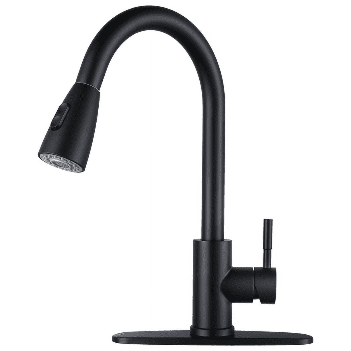 Matte Black Stainless Steel Pull-Down Kitchen Faucet with Sprayer