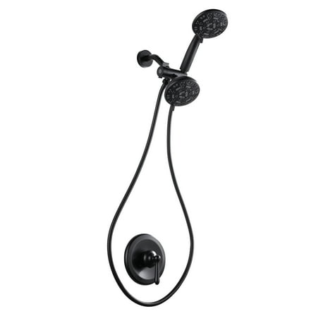 WOWOW Relax 7-Spray 4.5 in. Dual Shower Head and Handheld Shower Head in Matte Black