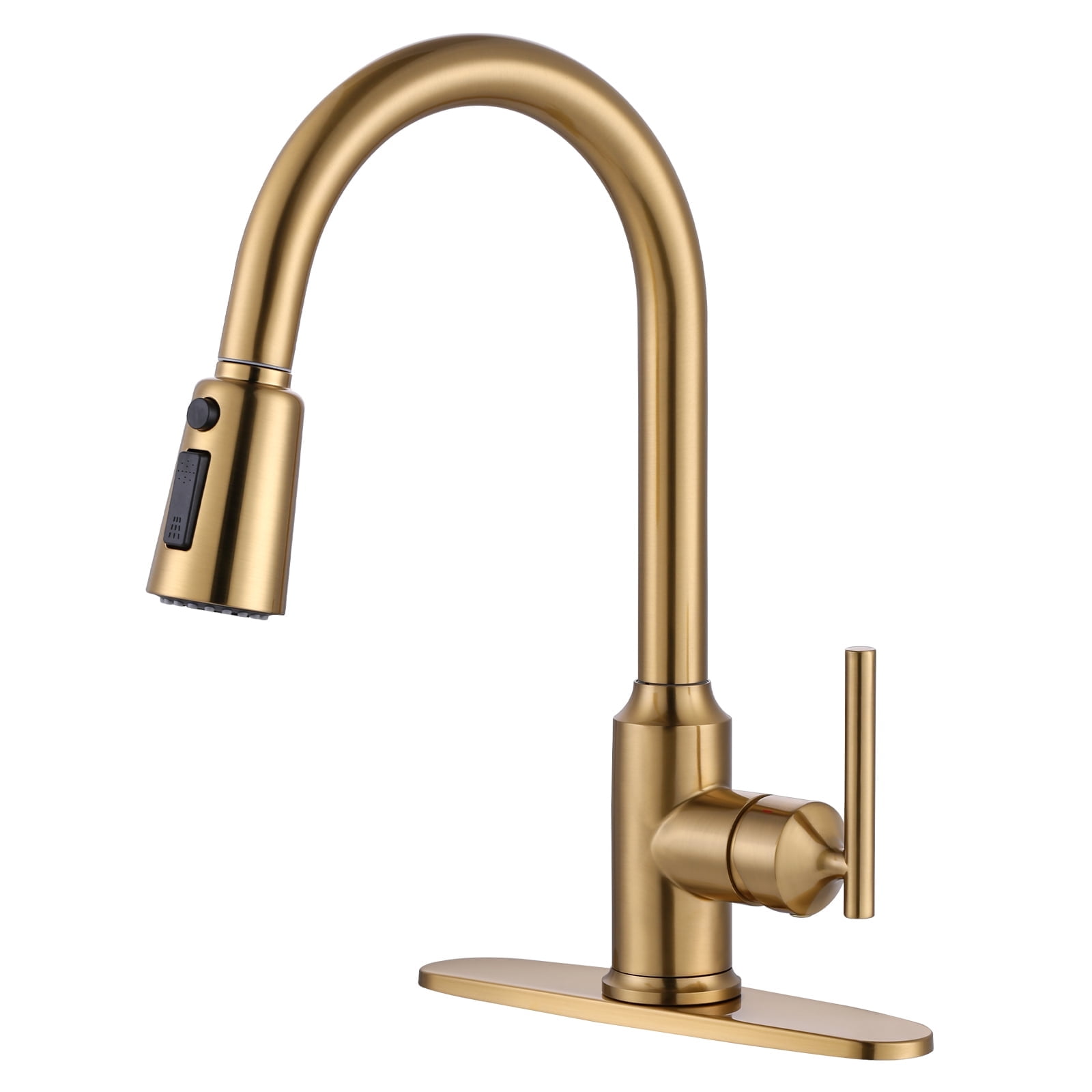 WOWOW Single Handle Kitchen Sink Faucet Brushed Gold Kitchen Faucet ...